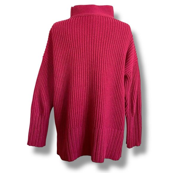 Eileen Fisher Womens Sweater Sz Small Red Organic Cotton Cashmere Minimalist - Picture 10 of 11